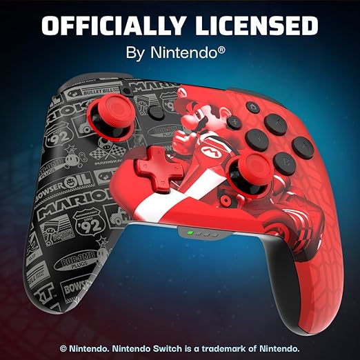 PDP Rematch Glow Wireless Gaming Controller Grand Prix Mario Switch 2, Lite | Works with Nintendo Switch OLED, Motion Controls, Rechargeable 40-Hr Battery, 2 Mappable Back Buttons, Grand Prix Mario Glow