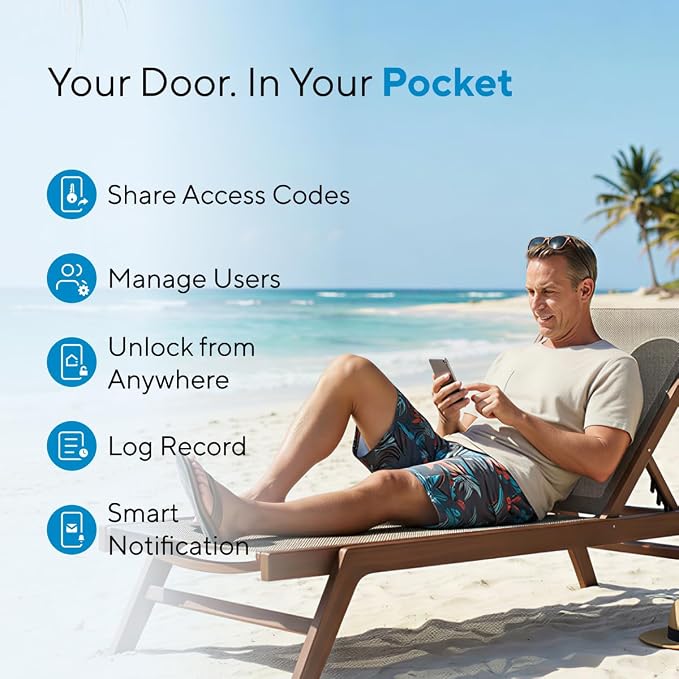 ULTRALOQ Bolt Fingerprint Smart Lock with Door Sensor, Built-in WiFi Deadbolt Front Door Lock with Fingerprint, Code, App, Auto Unlock, Auto-Lock, Remote Access, Works with Apple Home, Google, Alexa