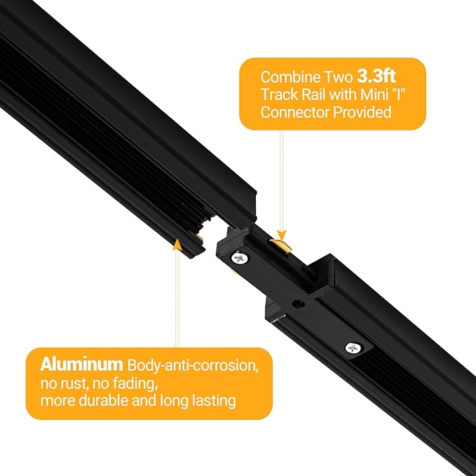 VANoopee 12-Light LED Track Lighting Kit with 13FT H Type Track Lighting Rail, Dimmable LED Track Light Heads Modern Kitchen Track Lighting Fixtures Ceiling Spot Light 3000K 24° CRI90+ 10W 800lm Black