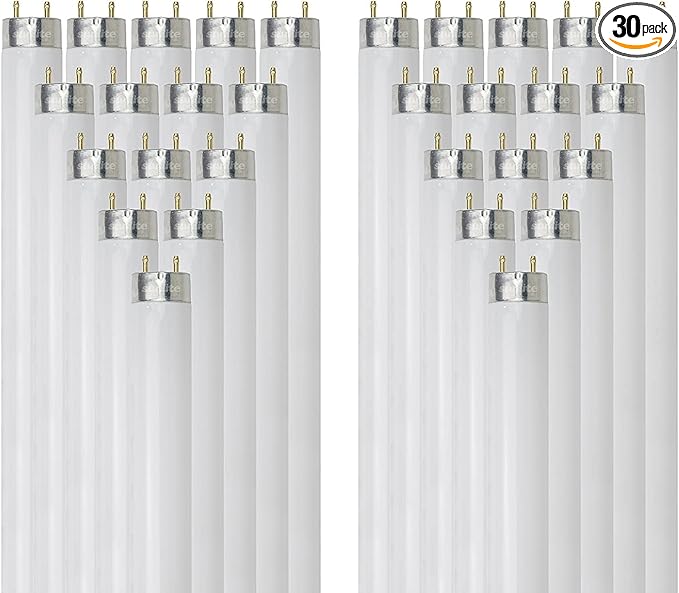 Sunlite F32T8/SP865 T8 Linear Fluorescent Lamp, 32 Watts, 3050 Lumens, 6500K Daylight, Medium G13 Bi Pin Base, High Performance Straight Tube, 30 Pack