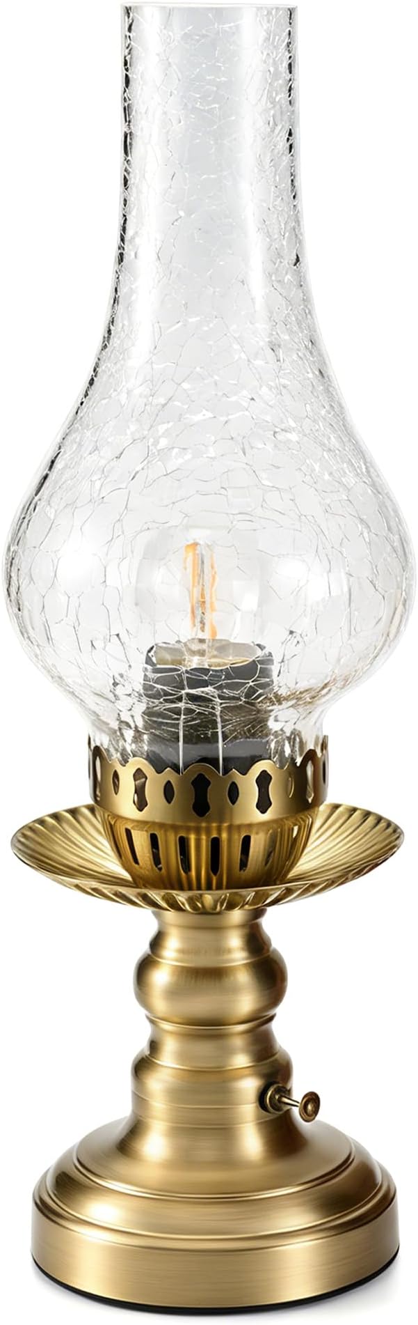 UMEXUS Vintage Rechargeable Cordless Table Lamp with Dimmer & Touch Control, Small Battery Powered Lights, Hand-Blown Glass Retro Farmhouse Lamp for Bedroom, Living Room, Dining Table, Kitchen (Clear)