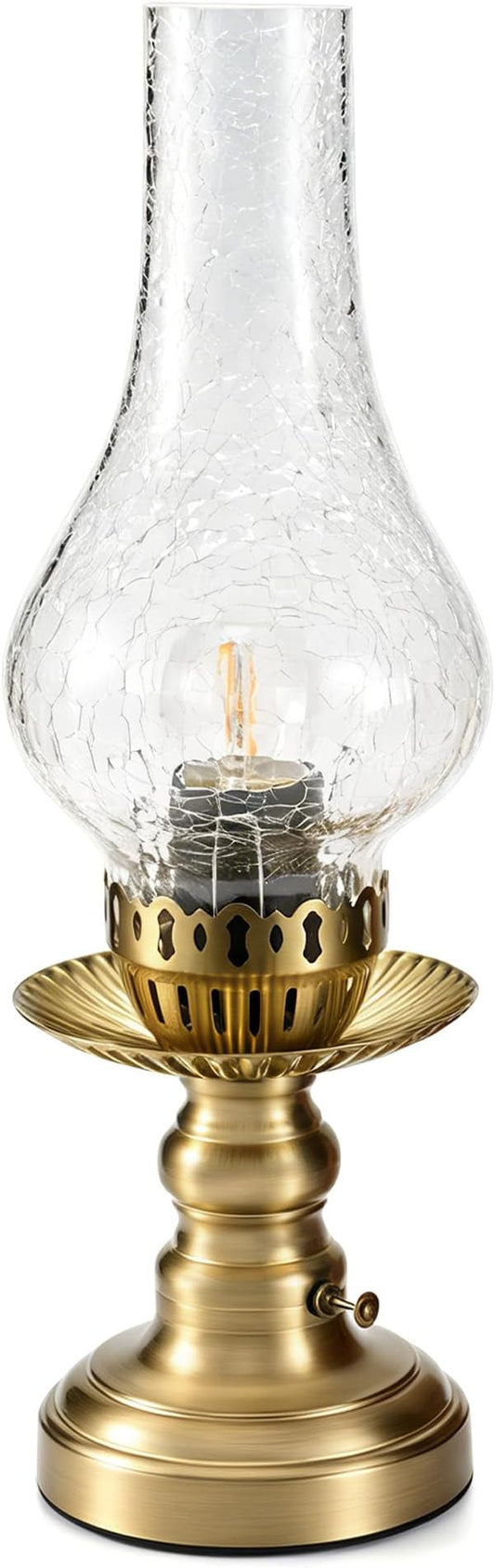 UMEXUS Vintage Rechargeable Cordless Table Lamp with Dimmer & Touch Control, Small Battery Powered Lights, Hand-Blown Glass Retro Farmhouse Lamp for Bedroom, Living Room, Dining Table, Kitchen (Clear)