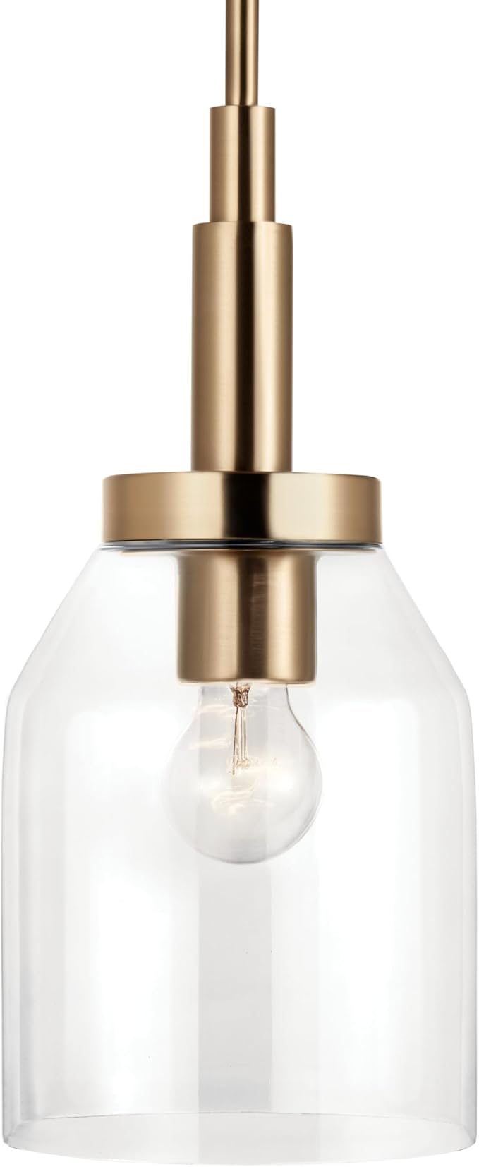 Kichler Madden 1-Light Mini Pendant Light Fixture with Clear Glass Shade in Champagne Bronze, Sloped Ceiling Compatible for Kitchen Island Hanging Lighting (15" x 7 "), 52725CPZ