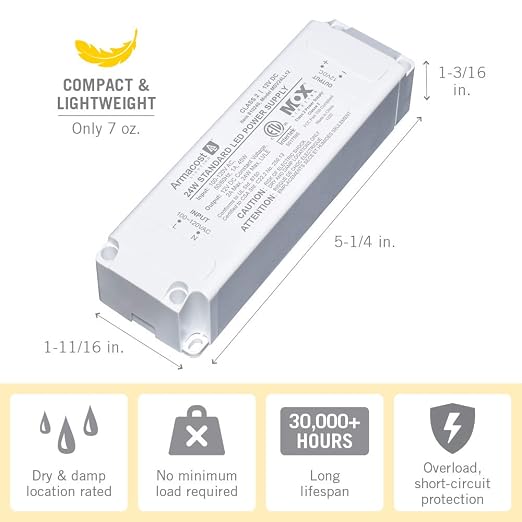 Armacost Lighting 810240 12 Volt LED Power Supply, White