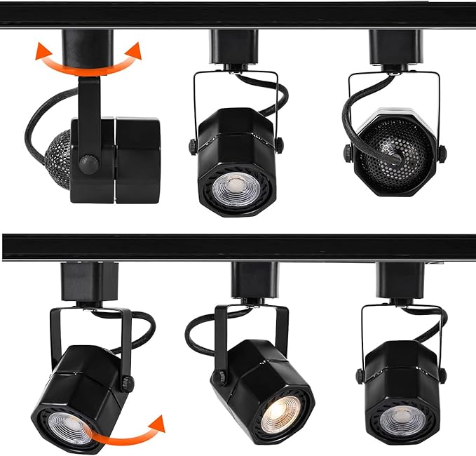 10W LED Track Lighting Heads Compatible with Single Circuit H Type Track Light Rail Dimmable Ceiling Spotlight for Accent Task Wall Art Lighting 24° (3000K Warm White 6 Pack) (Black 8W)