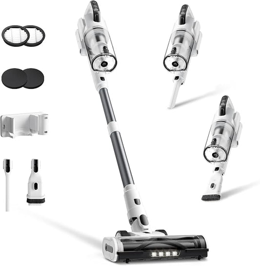 Cordless Vacuum Cleaner, Upgraded 650W 55KPa 70Mins Runtime Stick Vacuum Cordless, Self-Standing Lightweight Vacuum Cleaners for Home with LED Headlight Touch Screen, for Pet Hair/Carpet/Floor