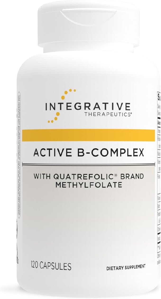 Integrative Therapeutics Active B-Complex - avec Choline et Méthylfolate - Soutien de l'énergie cellulaire, de la fonction immunitaire et de la santé cardiaque avec les vitamines B2, B6 et B12* - Sans gluten - 120 capsules (60 portions)