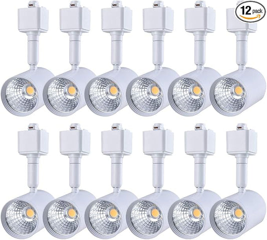 mirrea 12 Pack LED Track Lighting Heads Compatible with Single Circuit H Type Rail Ceiling Spotlight for Accent Task Wall Art Exhibition Lighting 6.5W White Painted (3000K Warm White)