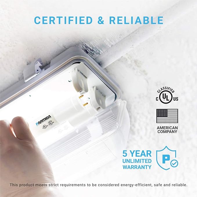 PARMIDA 20-Pack 4FT LED T8 Hybrid Type A+B Light Tube, 18W, Plug & Play or Ballast Bypass, Single-Ended OR Double-Ended Connection, 2200lm, Frosted Cover, T8 T10 T12, UL - 4000K