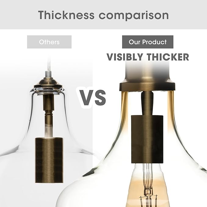 INK+IVY Auburn Pendant Kitchen Lighting for Dining Room, Industrial Lights, Hand-blown Glass Bell Shaped Pendant Light for Kitchen Island, Foyer, Bedroom, 9" Dia x 95.5" H, Silver/Clear