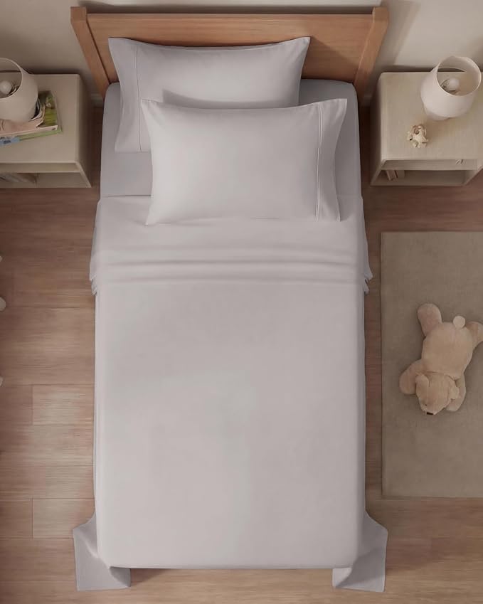 Twin 4 Piece Sheet Set - Comfy Breathable & Cooling - Ultra-Soft Hotel Luxury Bedding Set with 8-16 Inch Deep Pockets - 1 Flat & 1 Fitted Sheet & 2 Pillowcases - Wrinkle Free & Easy Care - Light Grey