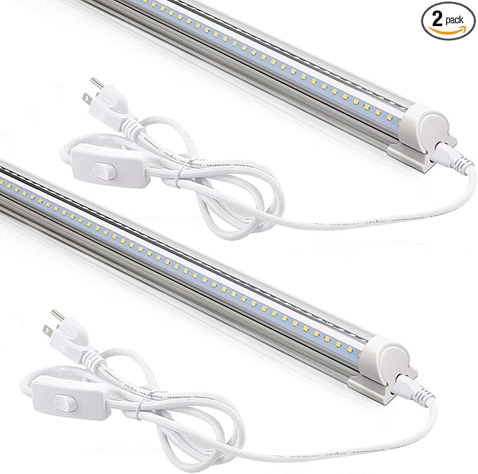 Barrina LED Shop Light 2FT, 20W 3000LM 3000K, Clear Cover Linkable Tube Lights, V Shape Integrated T8 LED Lighting, Ceiling Lights for Garage, Warehouse, Workshop, ETL Listed, 2 Packs