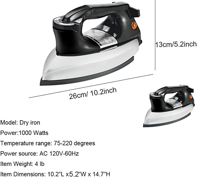 Dry Iron No Steam Heavyweight 9ft Cord Non-Stick (Heavyweight （2.2kg))