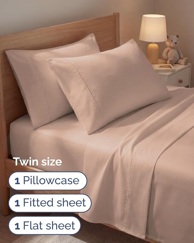 Twin 4 Piece Sheet Set - Comfy Breathable & Cooling - Ultra Soft Hotel Luxury Bedding Set with 8-16 Inch Deep Pockets - 1 Flat & 1 Fitted Sheet & 2 Pillowcases - Cozy, Wrinkle Free & Easy Care - Mauve