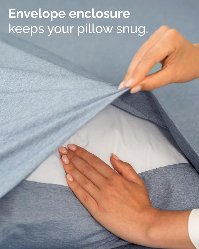 Twin 4 Piece Sheet Set - Comfy Breathable & Cooling - Soft Hotel Luxury Bedding Set with 8-16 Inch Deep Pockets - 1 Flat & 1 Fitted Sheet & 2 Pillowcases - Wrinkle Free & Easy Care - Heathered Blue