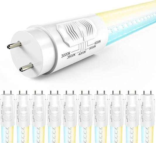 Sunco 10 Pack T8 LED Bulbs 4 Foot, 48 Inch Tube Light Bulb Fluorescent Replacement, Single/Double Ended Hybrid Type A+B, 2400 LM, 20W, Selectable CCT 3000K/3500K/4000K/5000K/6000K, Clear Lens ETL.