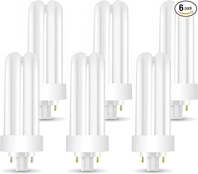 Circle (6 Pack) PLT-26W 830, 4 Pin GX24q-3, 26 Watt Triple Tube, Compact Fluorescent Light Bulb