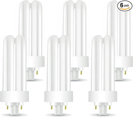 Circle (6 Pack) PLT-26W 830, 4 Pin GX24q-3, 26 Watt Triple Tube, Compact Fluorescent Light Bulb