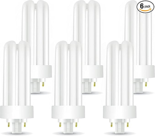 Circle (6 Pack PLT-26W 835, 4 Pin GX24q-3, 26 Watt Triple Tube, Compact Fluorescent Light Bulb,3500k Neutral White