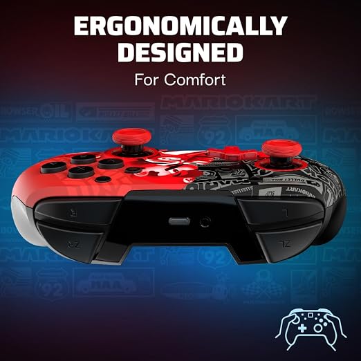 PDP Rematch Glow Wireless Gaming Controller Grand Prix Mario Switch 2, Lite | Works with Nintendo Switch OLED, Motion Controls, Rechargeable 40-Hr Battery, 2 Mappable Back Buttons, Grand Prix Mario Glow