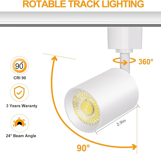 VANoopee 8-Light LED Track Lighting Kit with 6.6FT H Type Track Rails, Dimmable Track Light Heads Bright Ceiling Spotlight Fixture for Kitchen Accent Art, 3000K Warm White, No Flicker 10W 800lm White