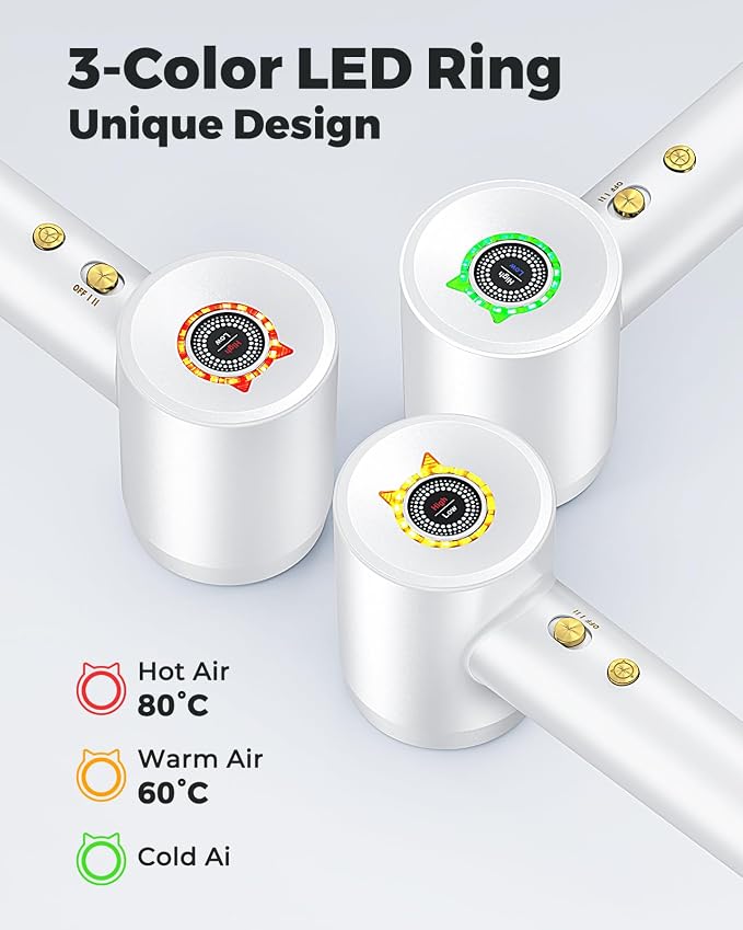 Bopcal Ionic Hair Dryer, 160000 RPM Brushless Motor, Smart Thermo-Control, Negative Ion Fast Drying, Quiet Lightweight Blow Dryer, Cold Air & 4 Heat Settings, for Home Travel Salon