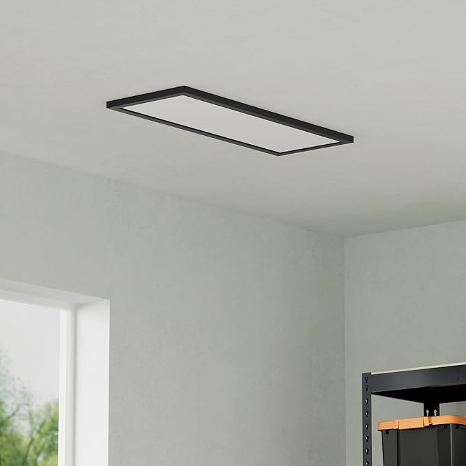 AIKVSXER 4PACK 1x4 LED Flat Panel Light Surface Mount LED Ceiling Light, 5500LM 50W TRIAC 10-100% Dimmable, AC120V, 3000/4000/5000k Selectable 4FT Light Fixtures for Garage Black