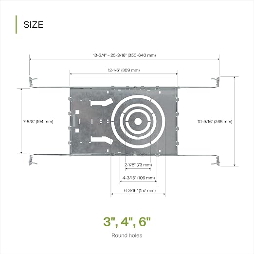 ASD 6 Pack New Construction Mounting Plate Round Hole - 3/4/6 Inch Adjustable Galvanized Steel Wafer Light Rough In Plate, Universal Light Fixture Mounting Bracket with Extendable Hanger Bars