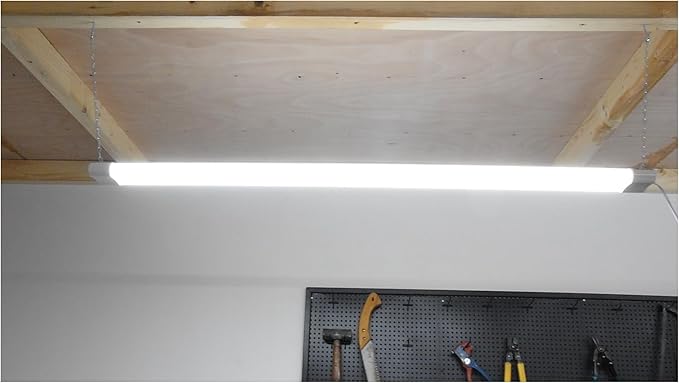hykolity 6 Pack 4FT Linkable LED Shop Light, Utility Shop Light Fixture, 4400lm, 42W [250W Equivalent], 5000K Daylight Shop Lights for Garage, Hanging or Surface Mount, with Power Cord, ETL,White