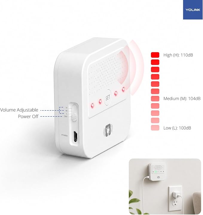 YoLink Smart Power Fail Alarm, AC Power Outage Alert, LoRa Long-Range Wireless, Remote Monitoring, App Alerts, Text/SMS, Email Alerts, YoLink Hub Required!