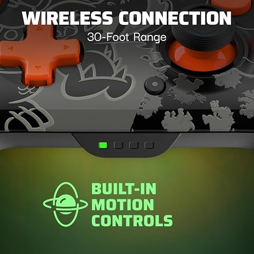 PDP REMATCH GLOW Wireless Nintendo Switch Pro Controller, Full Motion Controls – Licensed for Nintendo Switch. & Lite & OLED Model, Rechargeable Battery Power, Glow in the Dark: Blackout Bowser