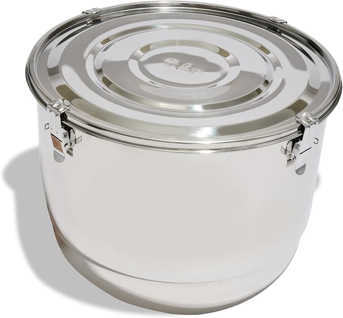 CVAULT | 1 lb Container | Air Tight & Light Resistant | Food Grade Stainless Steel | Includes 62% RH Humidity Pack, Silver, 8-Liter
