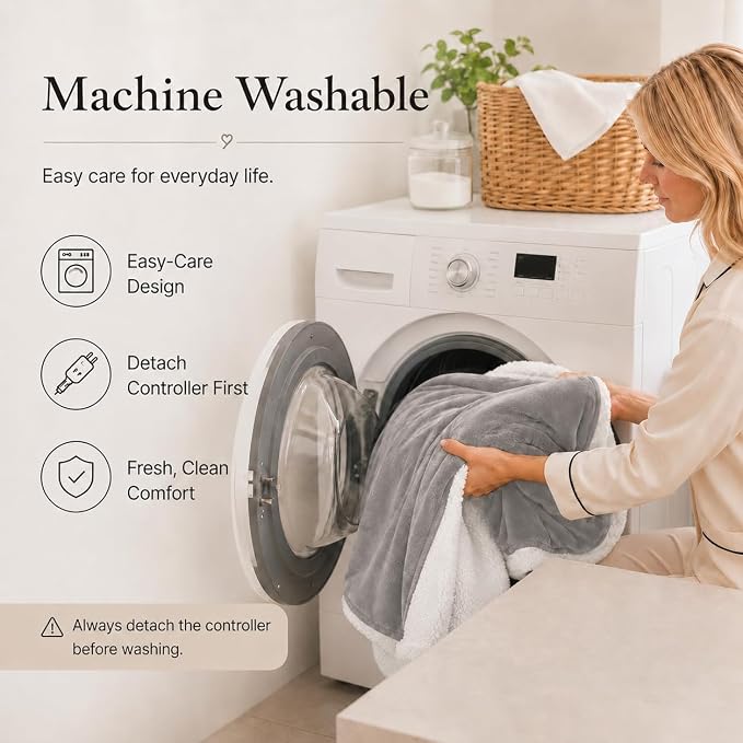 Electric Heated Blanket Full Size 72"x84" – ETL Certified for Safe Overnight, 4 Heat Settings & 10H Auto Off, Dual-Sided Microplush Sherpa for Home Theater Night, Machine washable – Light Gray