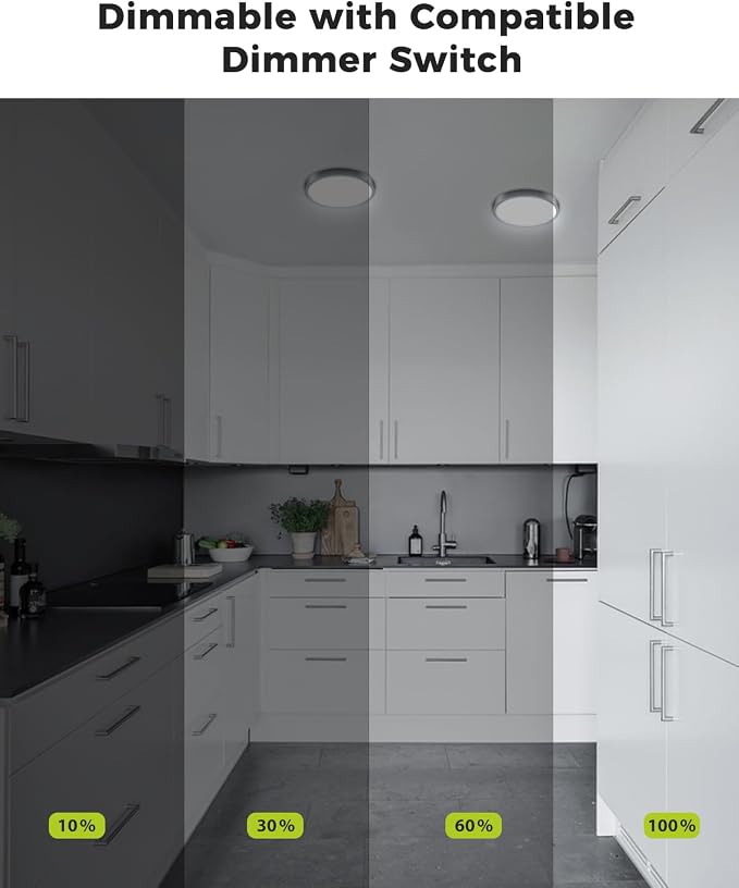 hepside 2Pack Dimmable Flush Mount Ceiling Light Fixture Black, 3000/4000/6500K Ceiling Lamp, 7.5INCH 15W 1500LM Low Profile Light for Bedroom, Kitchen, Bathroom, Hallway
