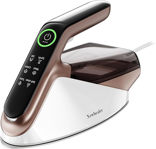 Newbealer Steam Generator Iron, 1500W Turbo Steamer for Clothes (Gold) | 2 Bar Steam Pressure Clothes Iron, 4 Steam & 4 Dry Heat Modes, Fast Heat-Up, 350ml Detachable Tank, Auto-Off, Self-Cleaning