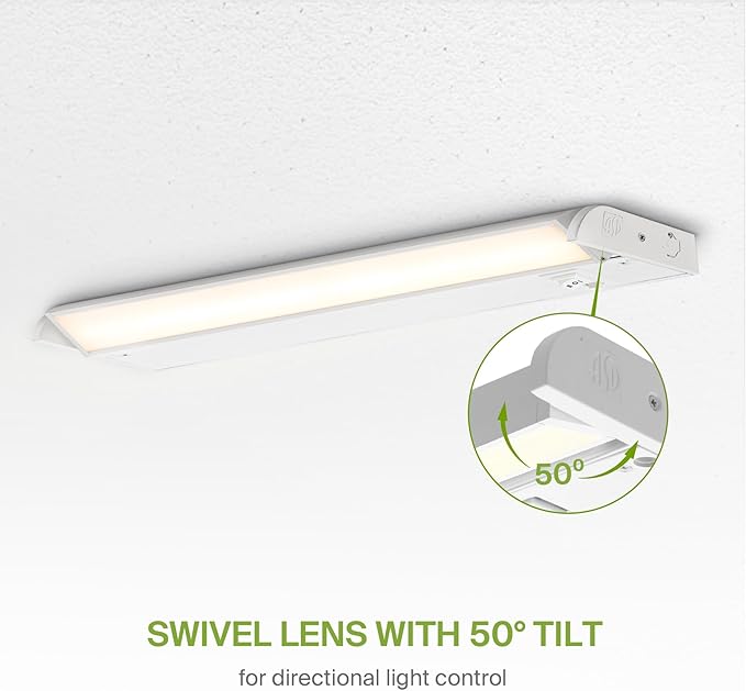 ASD Swivel LED Under Cabinet Lighting Plug in or Hardwired 24 Inch, Dimmable Under Cabinet Lights with High/Low/Off Switch, 3CCT 2700K-4000K, Linkable Under Counter Lights for Kitchen, White, ETL