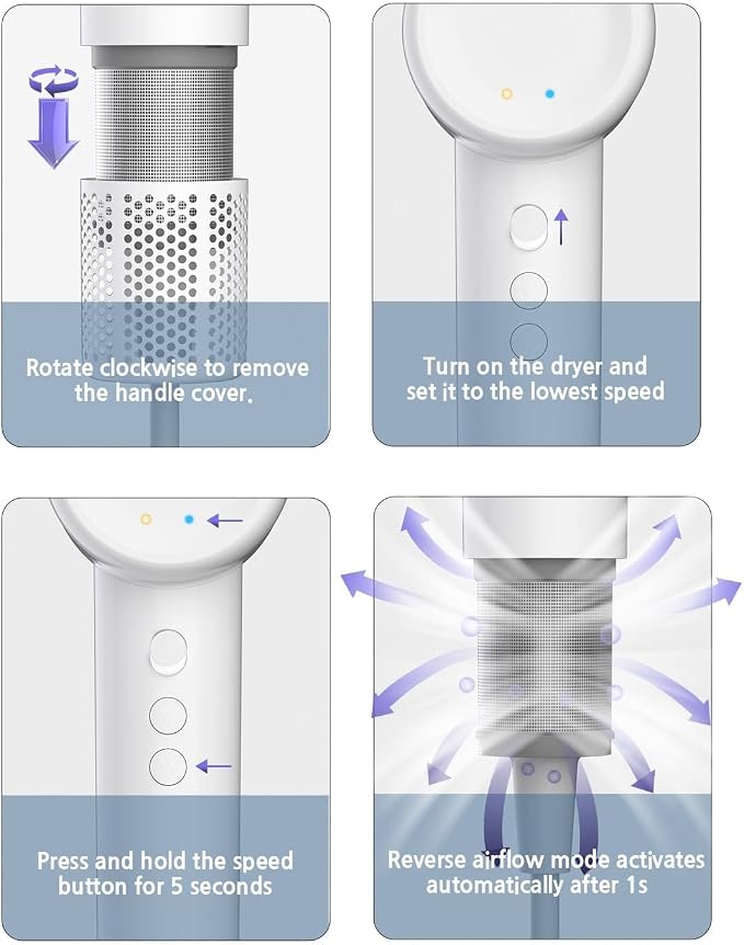 Hair Dryer, 110,000 RPM High-Speed Ionic Blow Dryer with Brushless Motor, Fast Drying, Low Noise Lightweight Design, Hair Dryer with Diffuser & Nozzle, Professional for Women & Men, Home or Travel