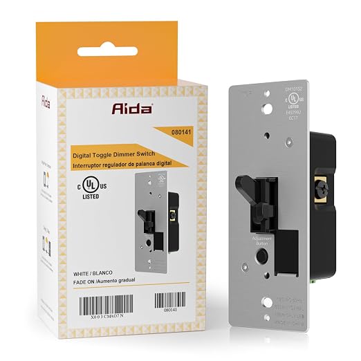 AIDA Toggle Slide Dimmer Switch for Dimmable LED Light/CFL/Incandescent 600 Watt max, Single-Pole or 3-Way, Rocker On/Off Wall Switch with Dimmer Slider, Wall Plate NOT Included, UL, Black, 1 Pack