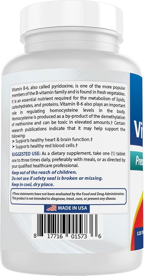Best Naturals Vitamin B6 25mg, 120 Tablets (120 Count (Pack of 3))