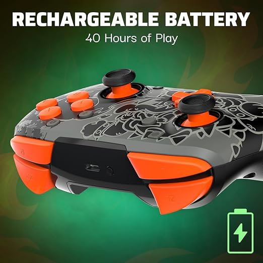 PDP REMATCH GLOW Wireless Nintendo Switch Pro Controller, Full Motion Controls – Licensed for Nintendo Switch. & Lite & OLED Model, Rechargeable Battery Power, Glow in the Dark: Blackout Bowser