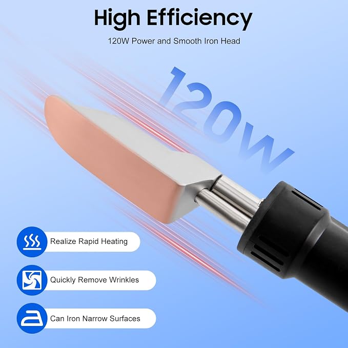 120W 110V Portable Mini Irons Electric Mini Iron for Leather Crafts, 122-662°F Temp Adjustable, Small Iron for Leather Clothes Quilting Shoes Bags Fabrics Purses