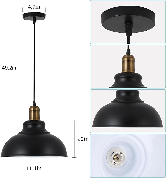 Battery Operated Pendant Lights,Rechargeable Pendant Light with Remote,Black Gold Pendant Light Fixtures for Kitchen Island,Modern Industrial Hanging Lights for Dining Room Hallway Entryway(2 Pack)