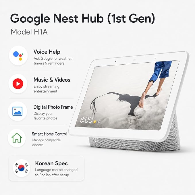 Google Nest Hub 7” Smart Display with Google Assistant (1st Gen) - Chalk (Bulk Packaging)