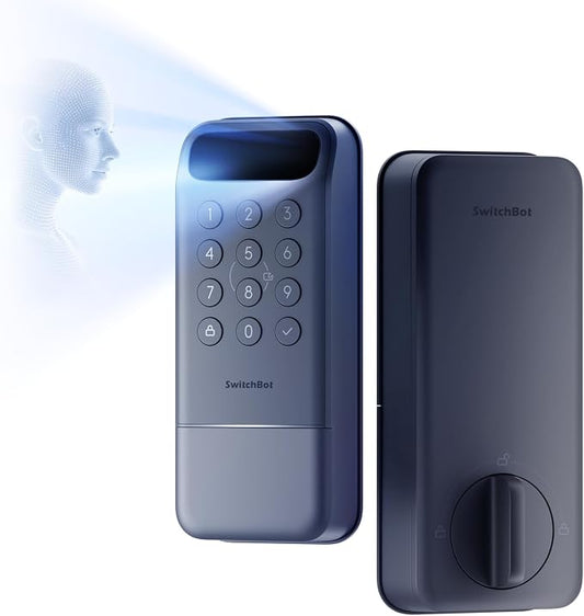 SwitchBot Lock Vision, 3D Face Recognition Smart Lock, Deadbolt Keyless Entry, DualPower 12-Month Battery, WiFi No Hub Required, Matter Over WiFi, Works with Apple Home, Alexa, Google, IP65