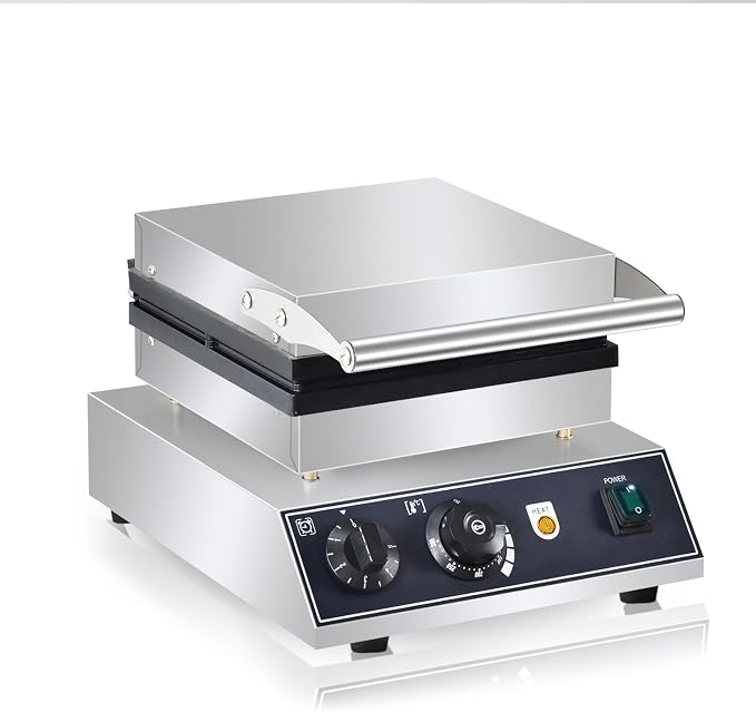110V Commercial Square Waffle Maker ，4pcs Nonstick Electric Waffle Maker 1800W Electric Stainless Steel Belgian Waffle Machine with Temperature&Time Control for Snack Bar Home Bakeries