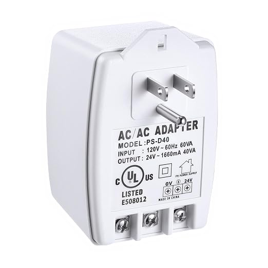 Hotop 24 Volt Transformer 40 VA AC Transformer Plug in with PTC Fuse Compatible with Ring Doorbell and Thermostat Compatible with Nest, Ecobee, Sensi/Honeywell/24V Adapter(1 Pack,Without Screw Holes)