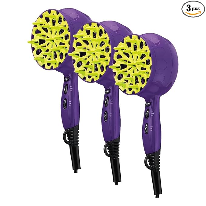 Bed Head Curls-in-Check 1875W Hair Diffuser Dryer | Great for Curly Hair,Reduce Frizz & Static | Diffuser-Hair Dryer Enhances Natural Curl,Waves & Texture,(Pack of 3)