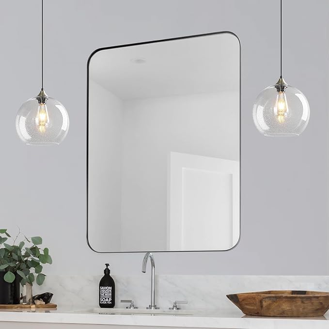 Modern 2-Pack Glass Globe Pendant Lights, Clear Modern Pendant Lighting for Kitchen Island, Clear Glass Hanging Lamps for Dining Room Living Room Bedroom, Medium 7.87 Inch Fixture (Bulbs Not Included)