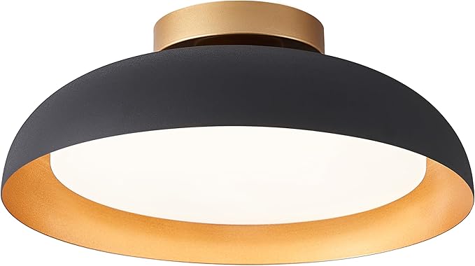 Bargeni Flush Mount Ceiling Light, Mid Century Black&Gold Fixture | 12.5" ETL-listed LED ceiling light with 5CCT dimming, ideal for bedrooms, kitchens, hallways and entryways