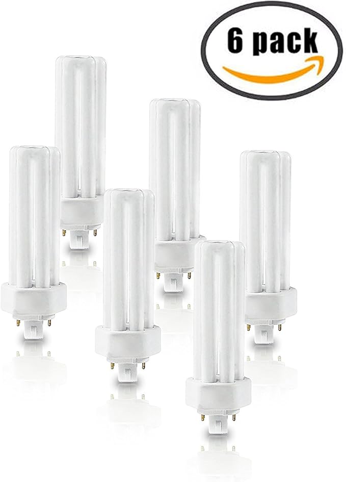 Circle (6 Pack PLT-26W 835, 4 Pin GX24q-3, 26 Watt Triple Tube, Compact Fluorescent Light Bulb,3500k Neutral White